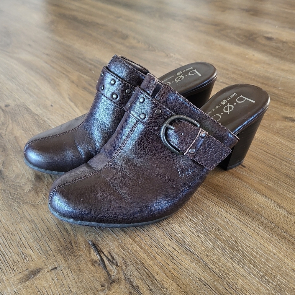 BORN CONCEPT B.O.C Women's Mules Clogs Heels Size 6 Brown Studded Buckle Western